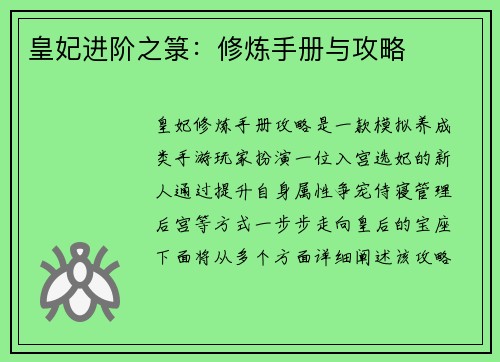 皇妃进阶之箓：修炼手册与攻略